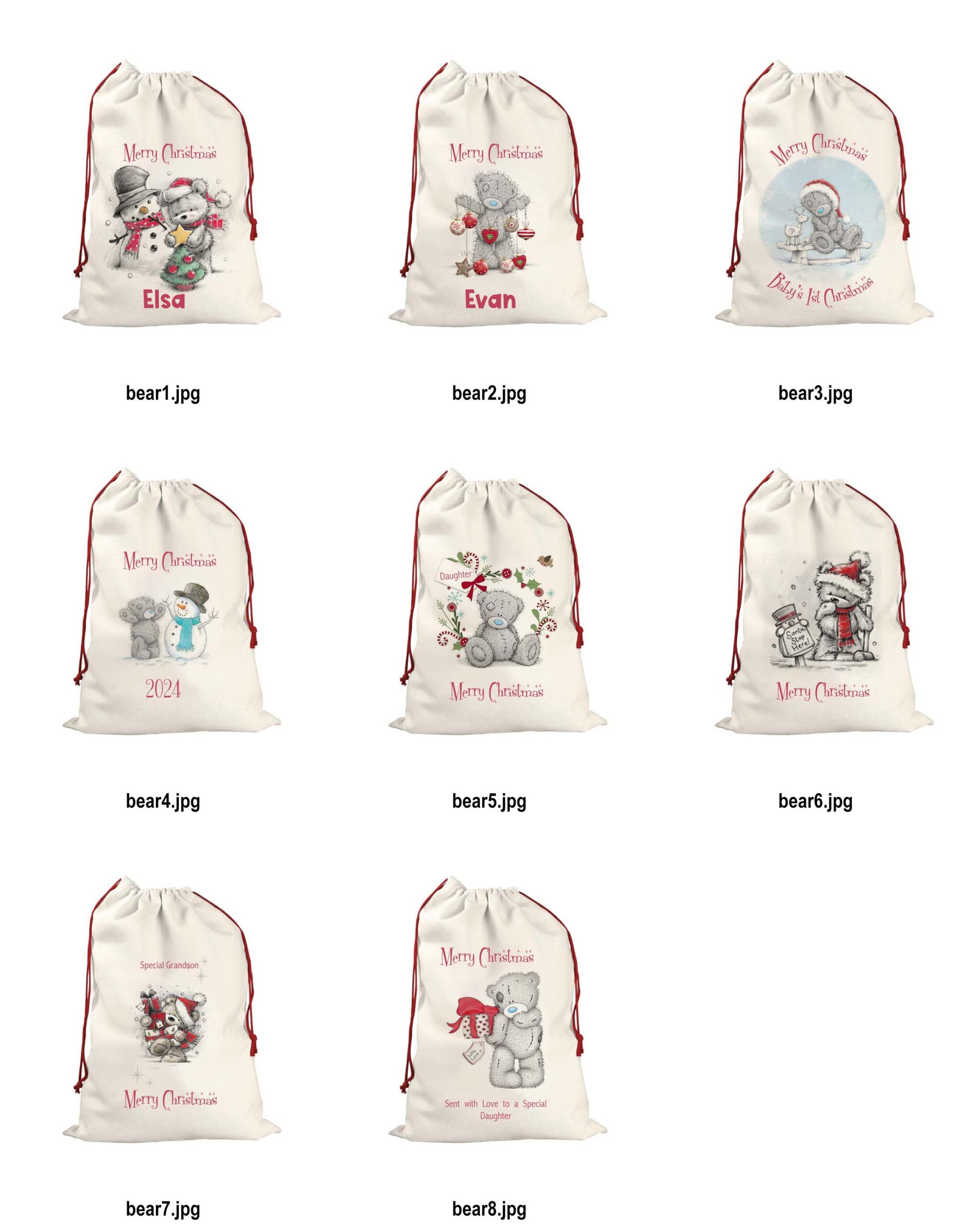 Personalised Children’s Santa Sack XL – Cute Bears First Christmas, Custom Name Gift Bag 48cm x 68cm - Image 9