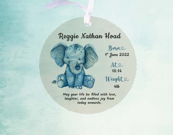Personalised Newborn Baby Boy/Girl Wooden Disc, birth or Christening Keepsake - Image 2
