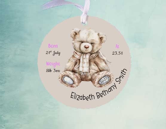 Personalised Newborn Baby Boy/Girl Wooden Disc, birth or Christening Keepsake - Image 4