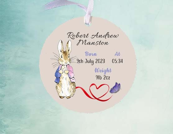 Personalised Newborn Baby Boy/Girl Wooden Disc, birth or Christening Keepsake - Image 5