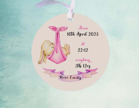 Personalised Newborn Baby Boy/Girl Wooden Disc, birth or Christening Keepsake - Image 9