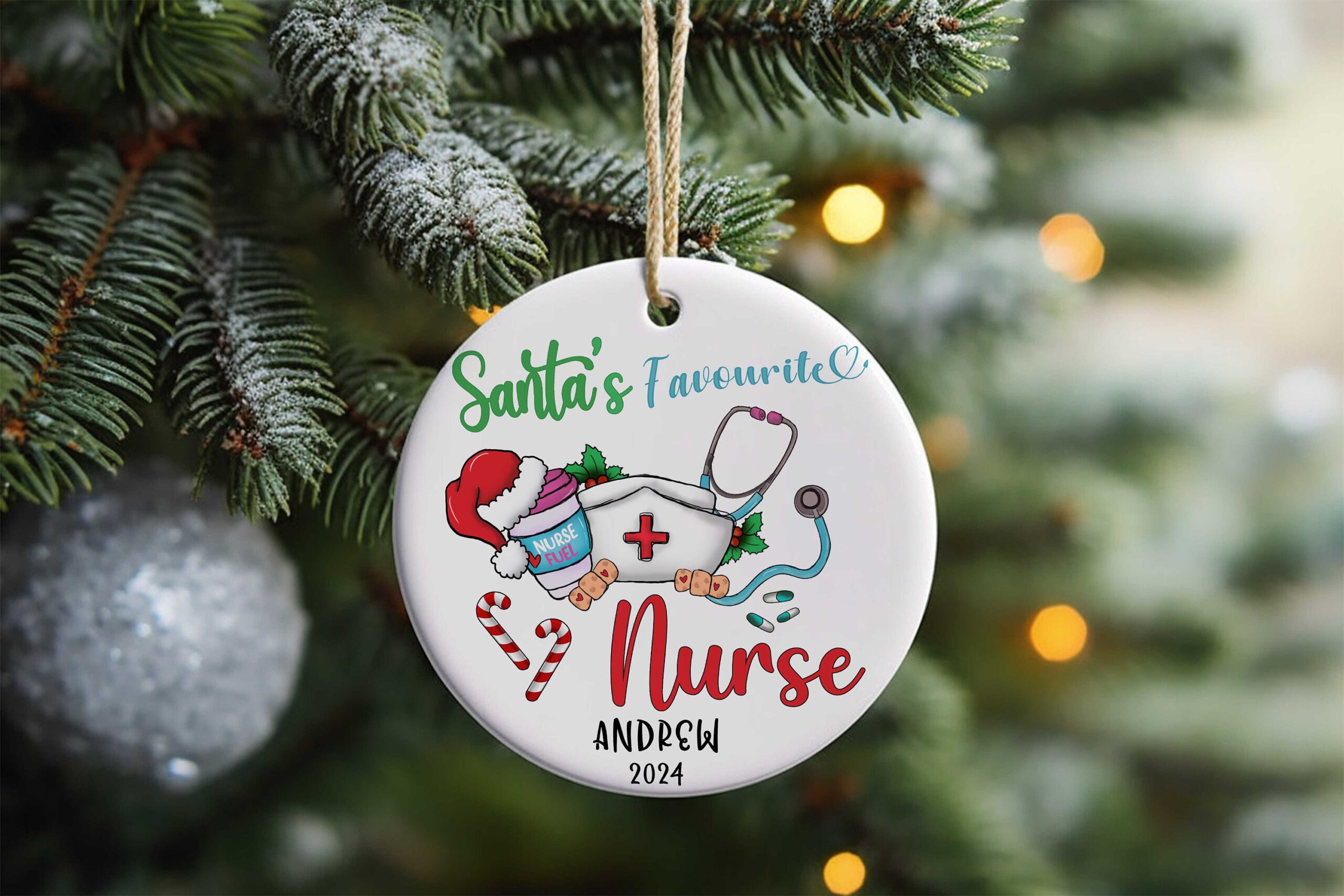 Personalised Nurse Ceramic Disc Decoration – Medical Instruments Christmas Gift for Nurses - Image 4