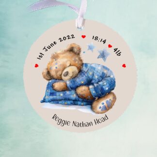 Personalised Newborn Baby Boy/Girl Wooden Disc, birth or Christening Keepsake