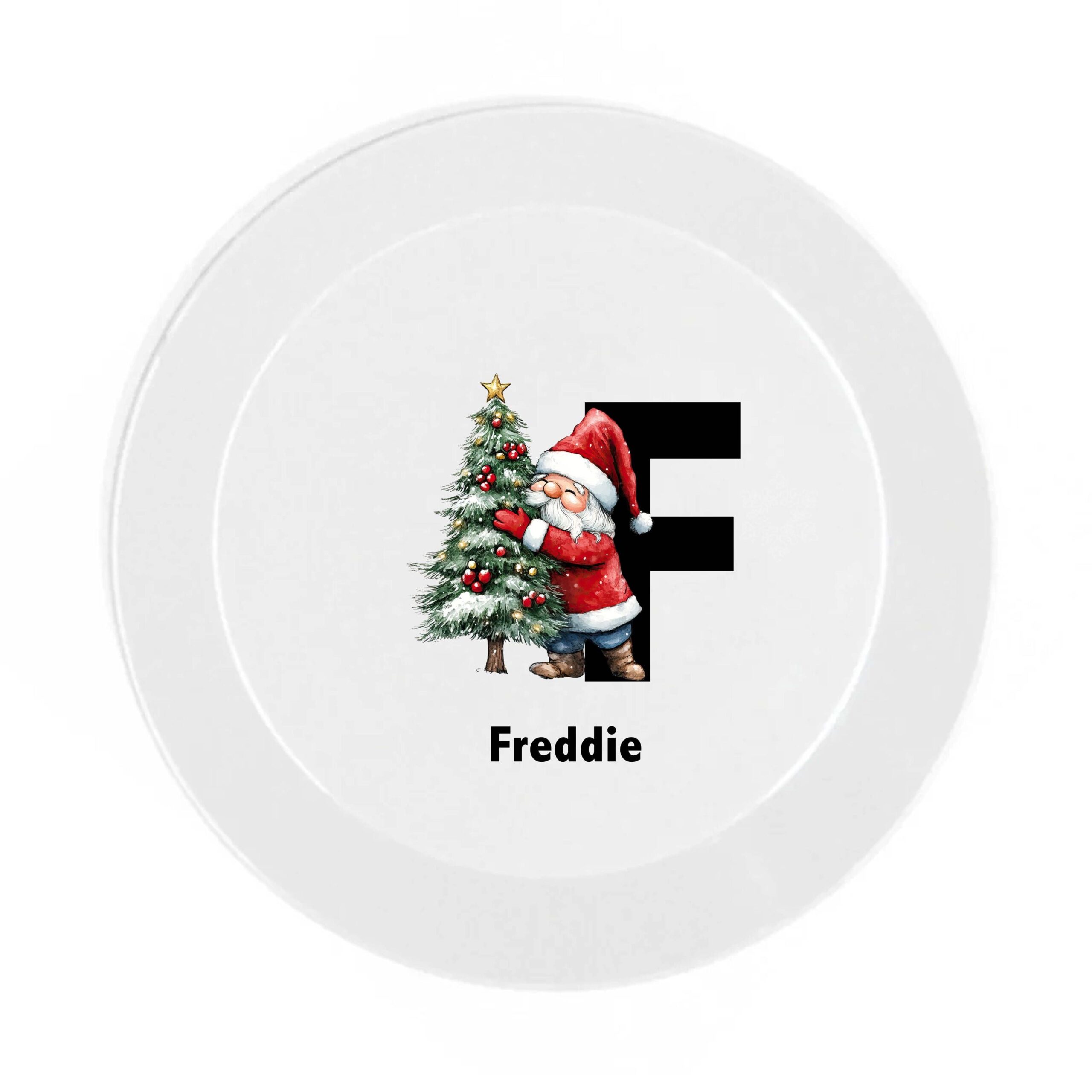 Personalised Christmas Plate – Kids Initial Plate – Unbreakable Polymer Christmas Dinner Plate – Custom Holiday Tableware Gift
