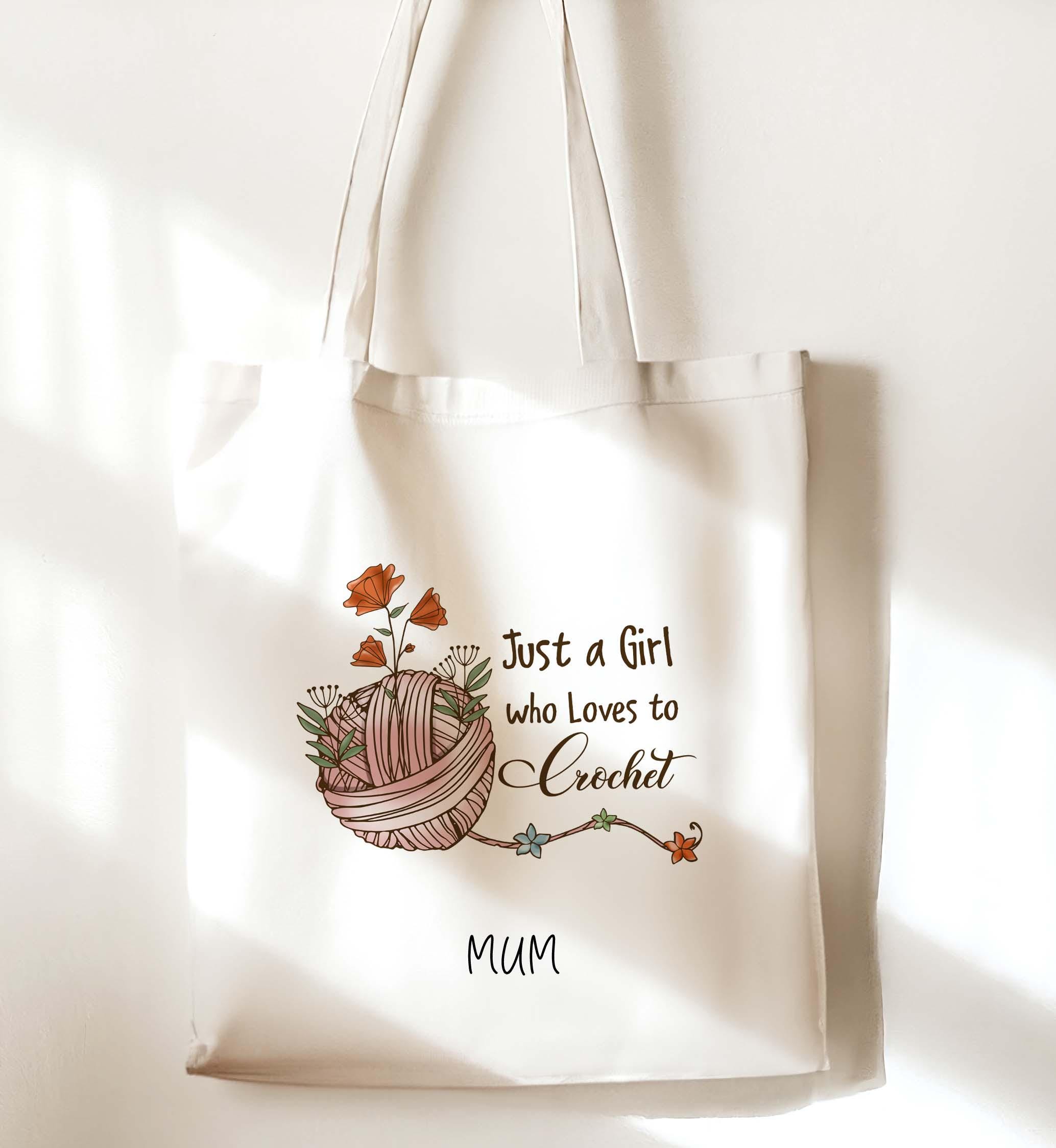 Personalised Crochet Tote Bag – Custom Name Yarn Craft Design Shoulder Bag with Floral and Love Motif - Image 7