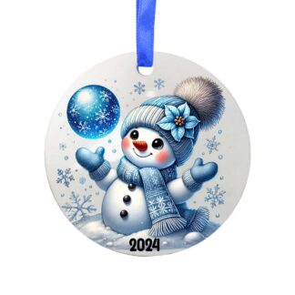 Dated 2024 Christmas snowman disc wooden Christmas ornaments 2024