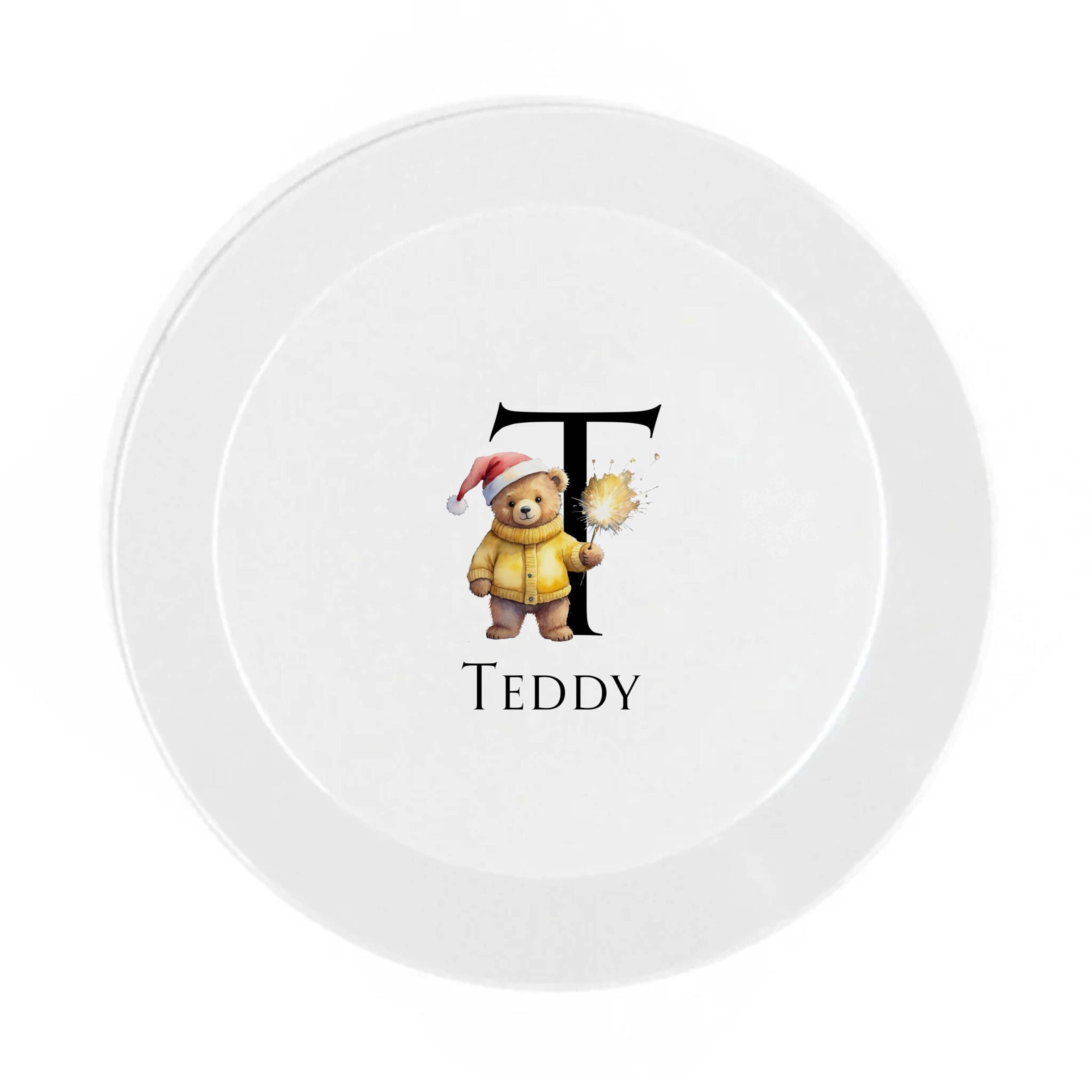 Personalised Kids Christmas Dinnerware Set | Teddy Initial Plate Bowl Cup Mug Cutlery Coaster Placemat | Unbreakable Holiday Gift - Image 6