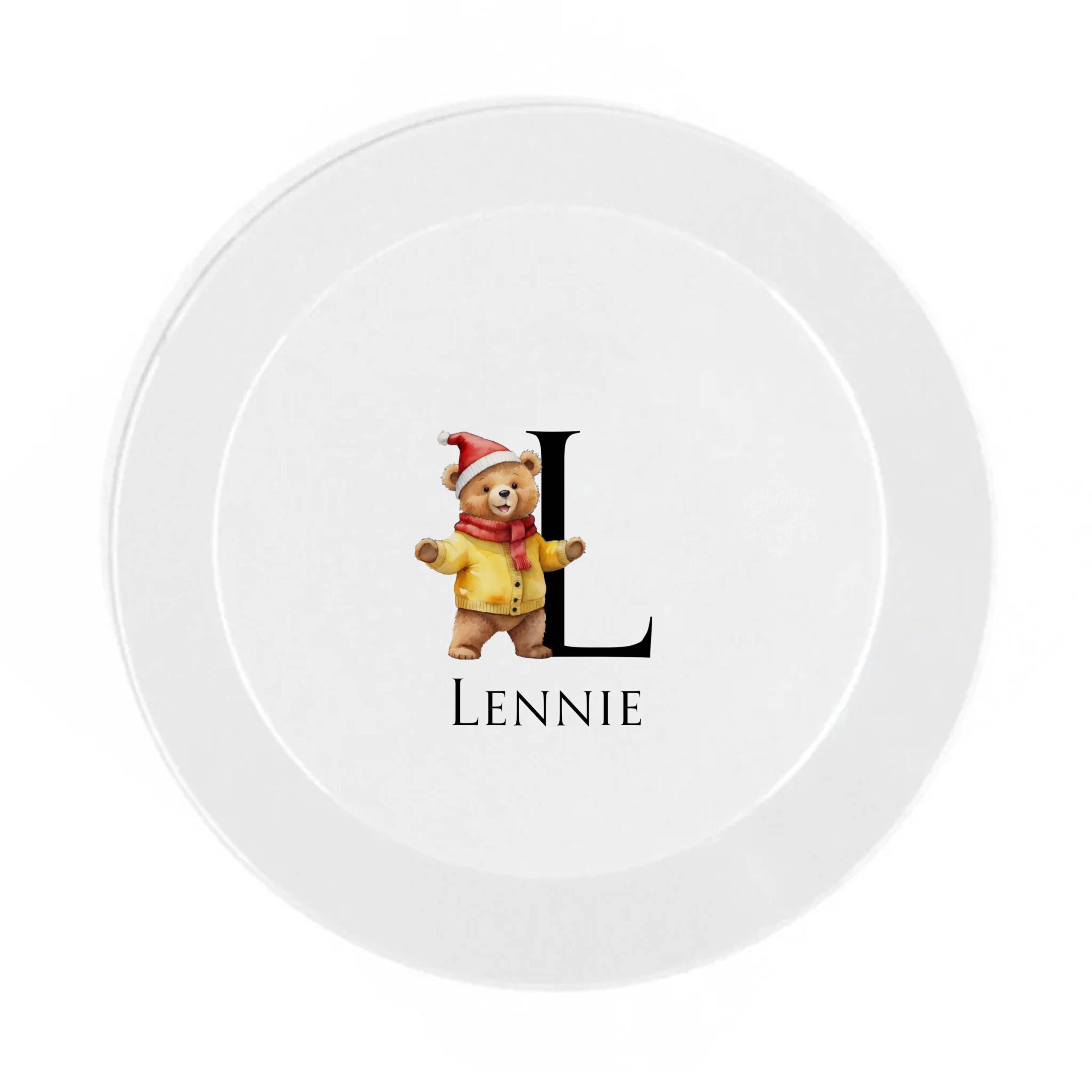 Personalised Kids Christmas Dinnerware Set | Teddy Initial Plate Bowl Cup Mug Cutlery Coaster Placemat | Unbreakable Holiday Gift - Image 4