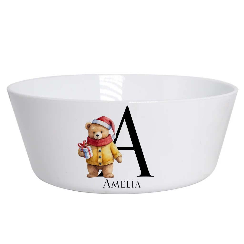 Personalised Kids Christmas Dinnerware Set | Teddy Initial Plate Bowl Cup Mug Cutlery Coaster Placemat | Unbreakable Holiday Gift - Image 7