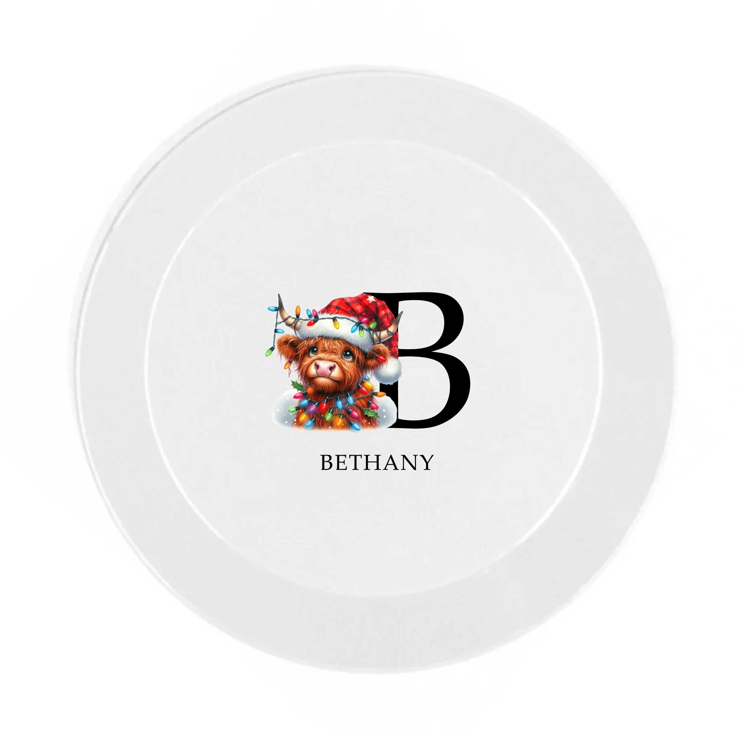 Luxury Personalised Highland Cow Children’s Dinner Set – Initial Christmas Plate, Bowl, Mug, Cup, Cutlery & Placemat – Unbreakable Gift - Image 2