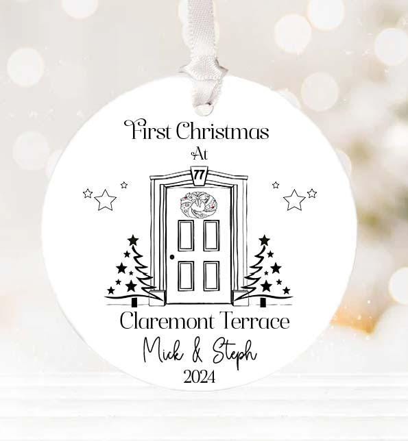 Personalised First Christmas in Our New Home Bauble 2025 | Ceramic Christmas Tree Decoration | Couple Xmas Ornament | New Home Gift Keepsake - Image 4