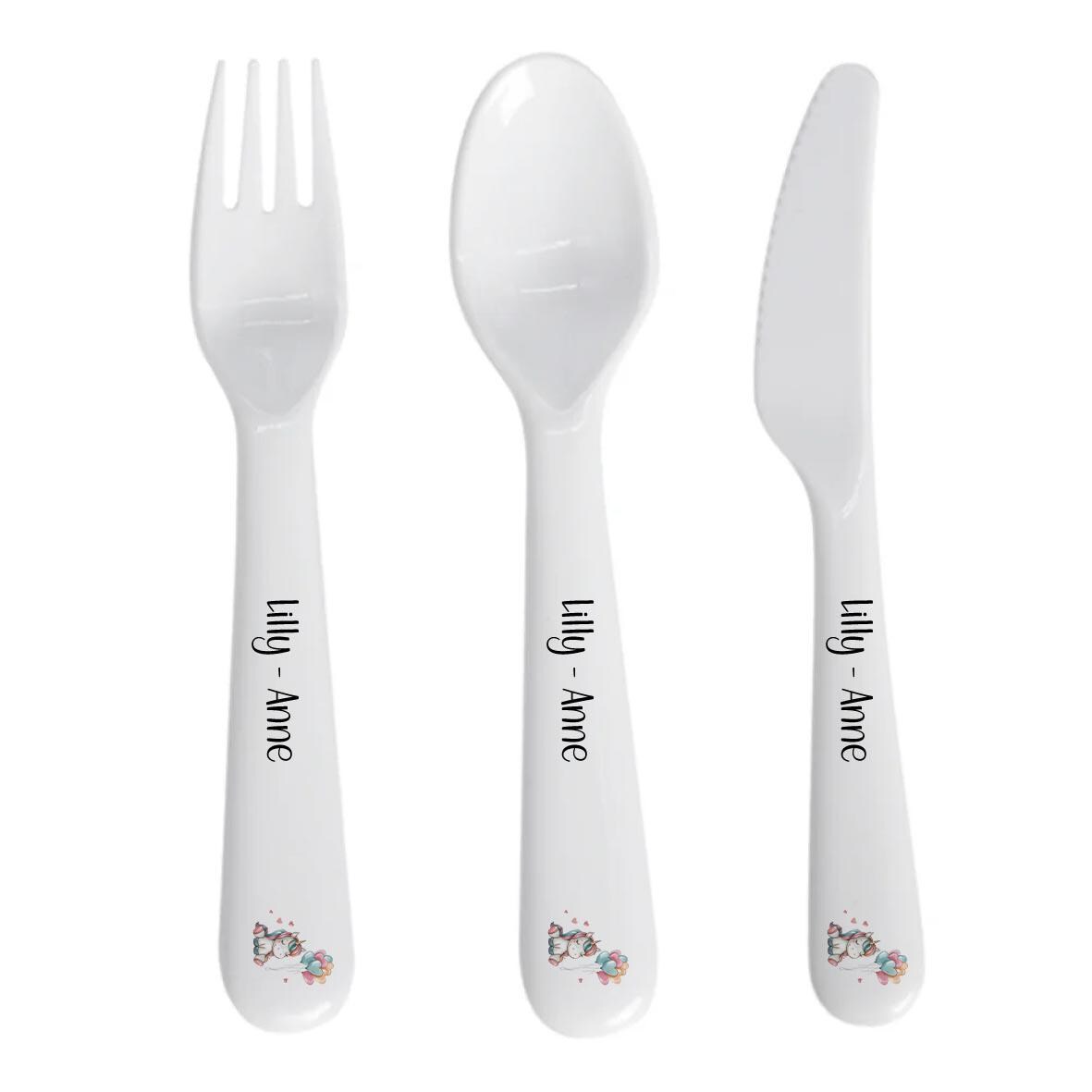 Personalised Unicorn Kids Dinnerware Set | Plate Bowl Cup & Cutlery | Custom Name Girls Toddler Tableware Gift | Magical Fantasy Theme - Image 8