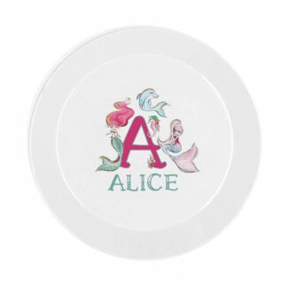 Personalized Mermaid Children's Dinnerware Set: Initial Plate, Bowl, Cup & Cutlery