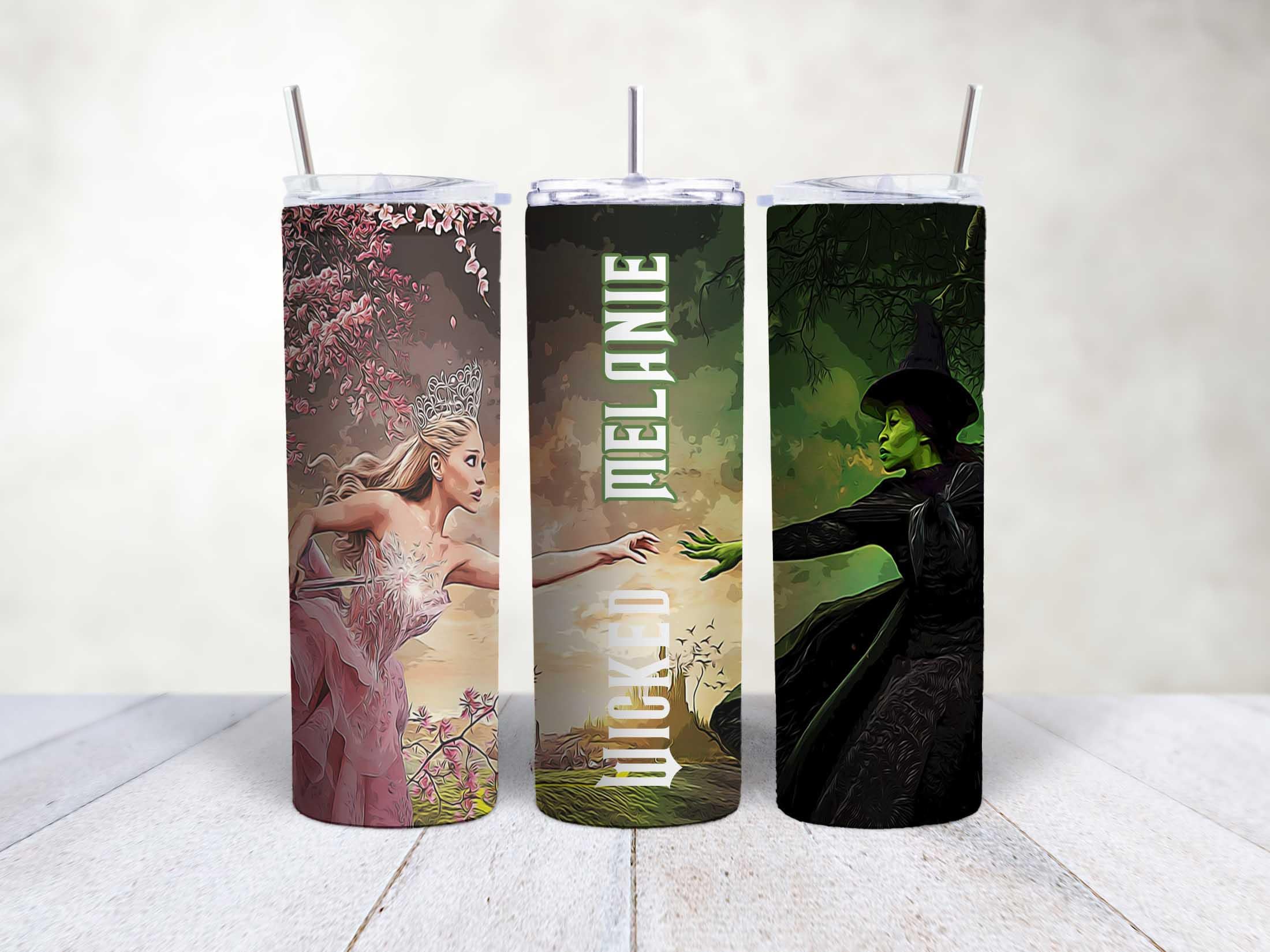 Personalised Wicked Skinny Tumbler 20oz – Custom Stainless Steel Cup with Lid & Straw, Halloween Gift high gloss shinny