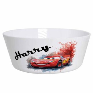 Personalised Kids Cars Dinnerware Set – Plate, Bowl, Cup & Cutlery | Boys or Girls Gift | Durable | red car | Polymer