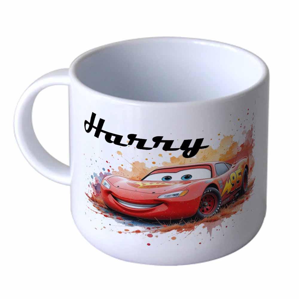 Personalised Kids Cars Dinnerware Set – Plate, Bowl, Cup & Cutlery | Boys or Girls Gift | Durable | red car | Polymer - Image 4