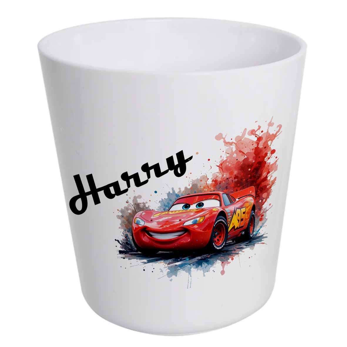 Personalised Kids Cars Dinnerware Set – Plate, Bowl, Cup & Cutlery | Boys or Girls Gift | Durable | red car | Polymer - Image 2