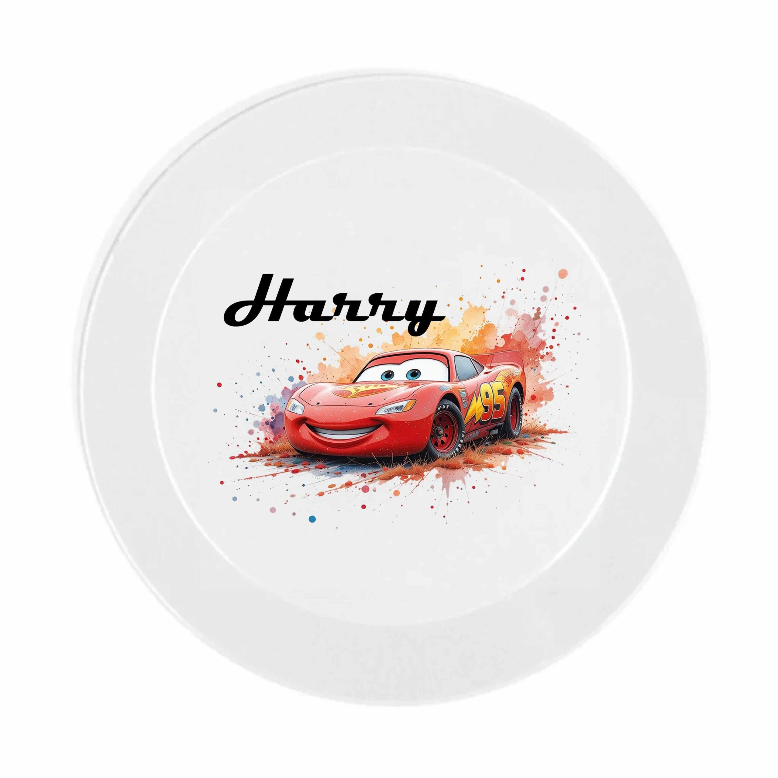 Personalised Kids Cars Dinnerware Set – Plate, Bowl, Cup & Cutlery | Boys or Girls Gift | Durable | red car | Polymer - Image 5