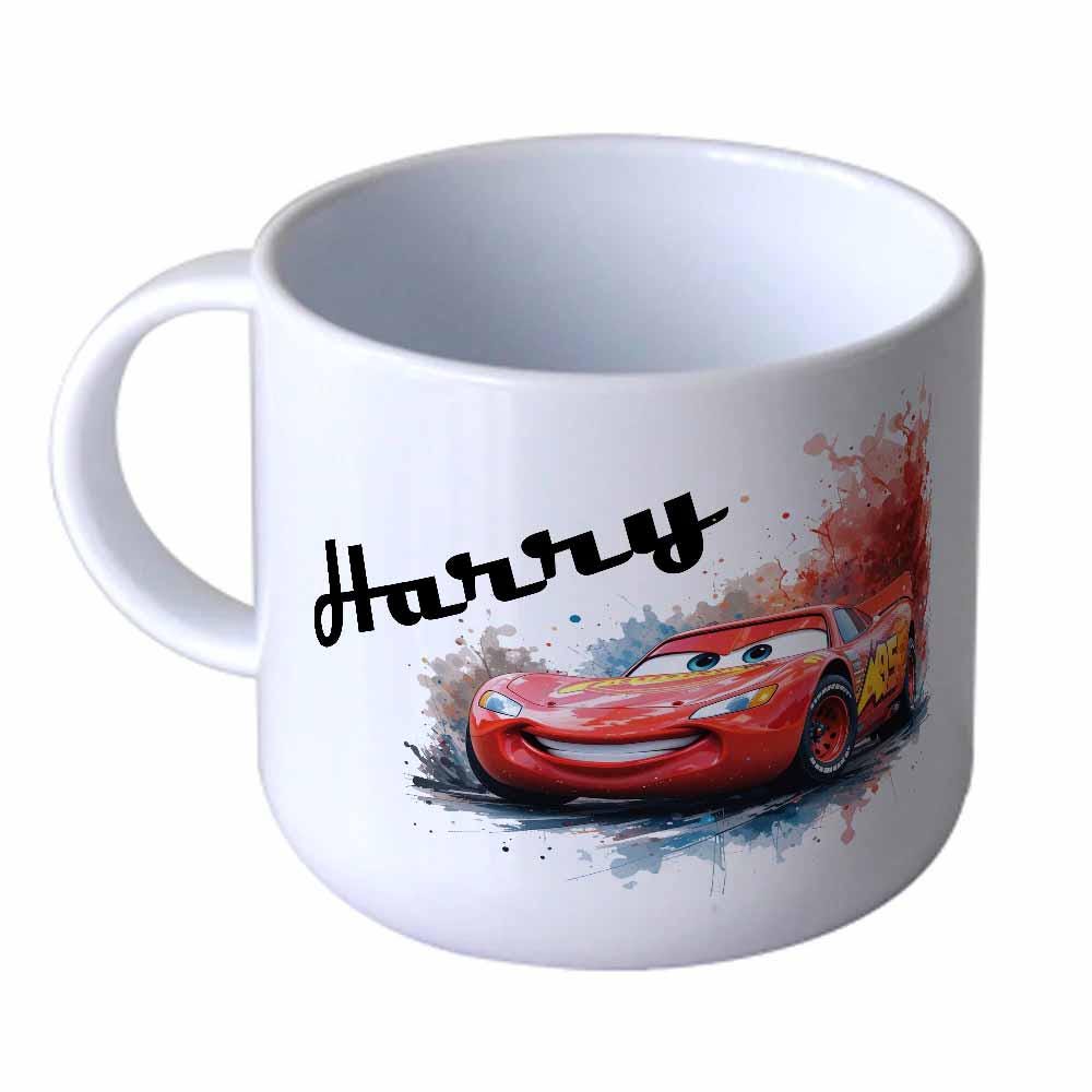Personalised Kids Cars Dinnerware Set – Plate, Bowl, Cup & Cutlery | Boys or Girls Gift | Durable | red car | Polymer - Image 6