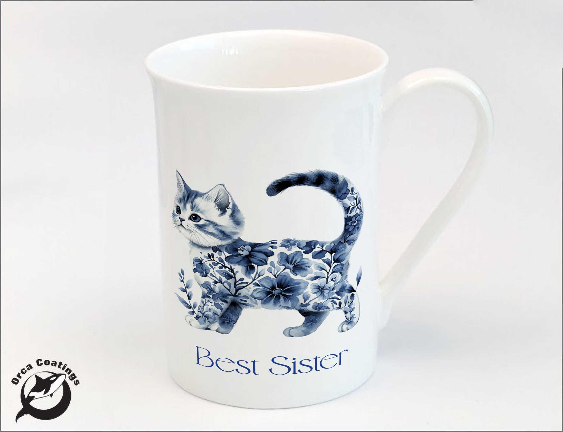 Personalised Bone China Mug – Blue Chinoiserie Cat Mug – Birthday – Tea Mug – Gift for Her – Custom Fine Bone China Mug - cat lovers coffee - Image 10