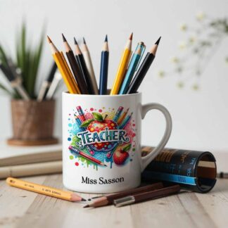 Teacher Appreciation Mug – Personalised Ceramic Coffee Cup, End of Term Thank You Gift for Teachers & Teaching Assistants