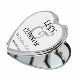 Personalised Heart Compact Mirror – Photo Gift for Her, Custom Purse Mirror, Handbag Accessory, Birthday or Wedding Gift with Box