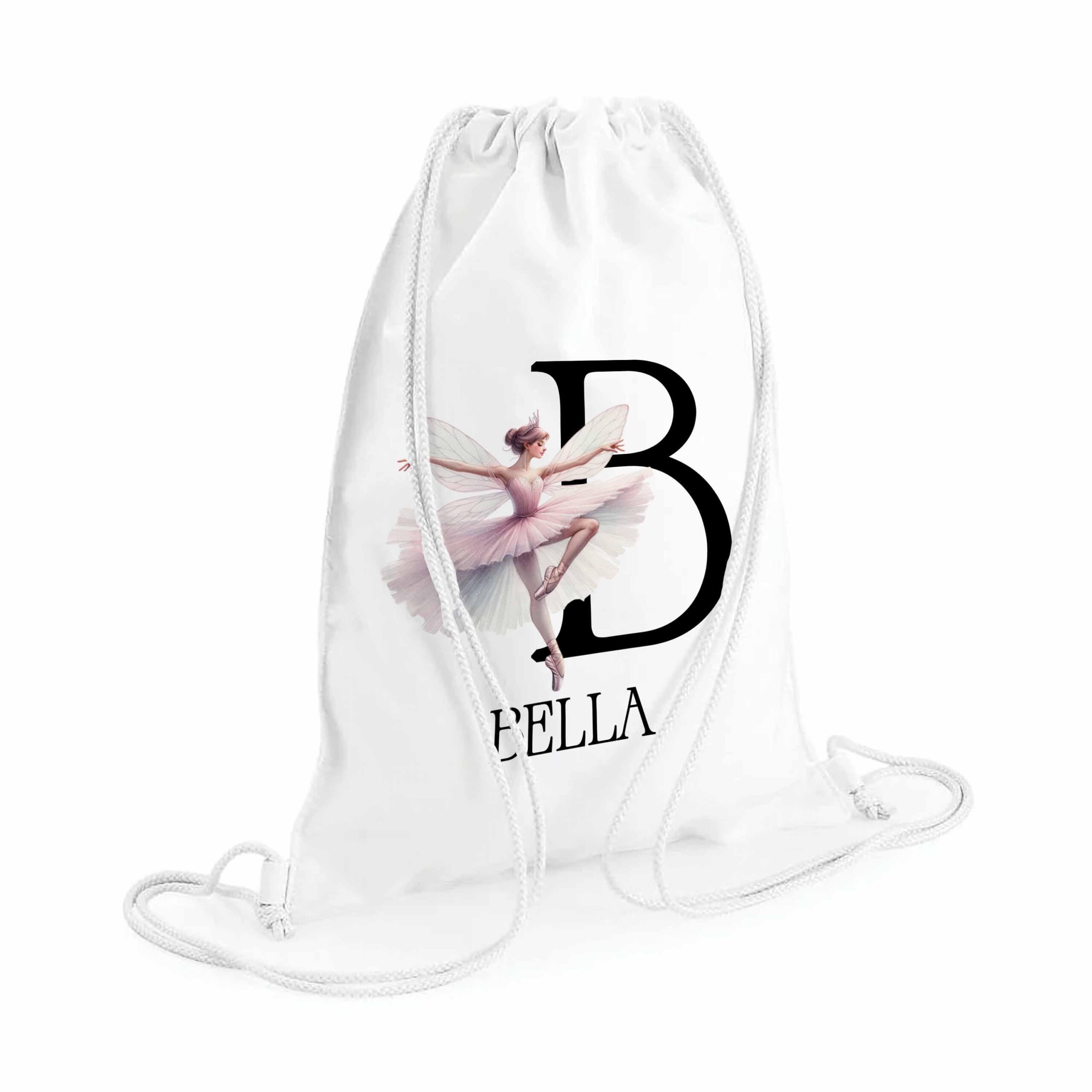 Personalised Ballet Bag with Initial & Name – Girls Ballerina Drawstring Bag for School, Nursery, Gym, Dance Kit, Ballet Shoes (31 x 50 cm) - Image 3