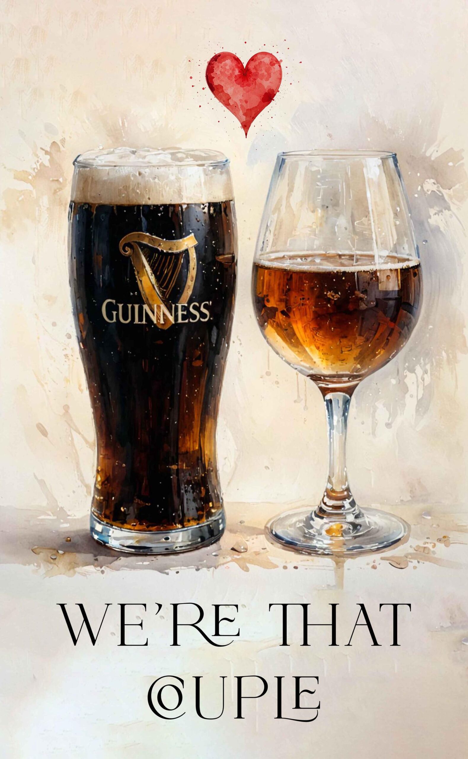 Personalised Guinness & Rosé Watercolour Print | Custom Couple’s Favourite Drinks Art | Pastel Wall Decor – Any Drinks Illustrated - Image 4