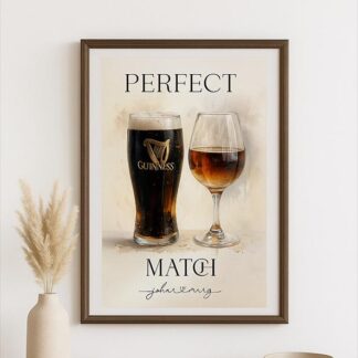 Personalised Guinness & Rosé Watercolour Print | Custom Couple’s Favourite Drinks Art | Pastel Wall Decor – Any Drinks Illustrated