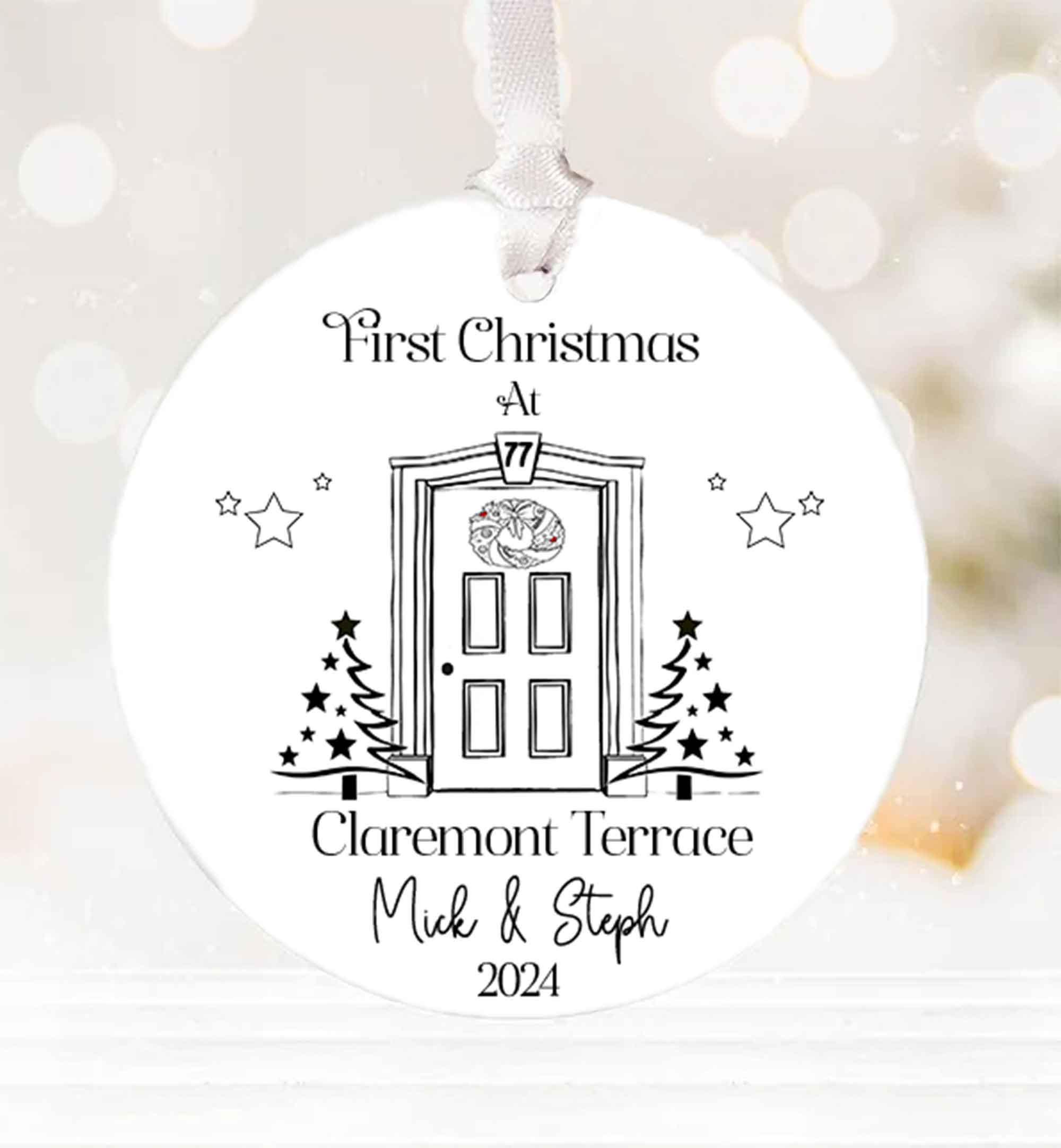 Personalised First Christmas in Our New Home Bauble 2025 | Ceramic Christmas Tree Decoration | Couple Xmas Ornament | New Home Gift Keepsake - Image 2