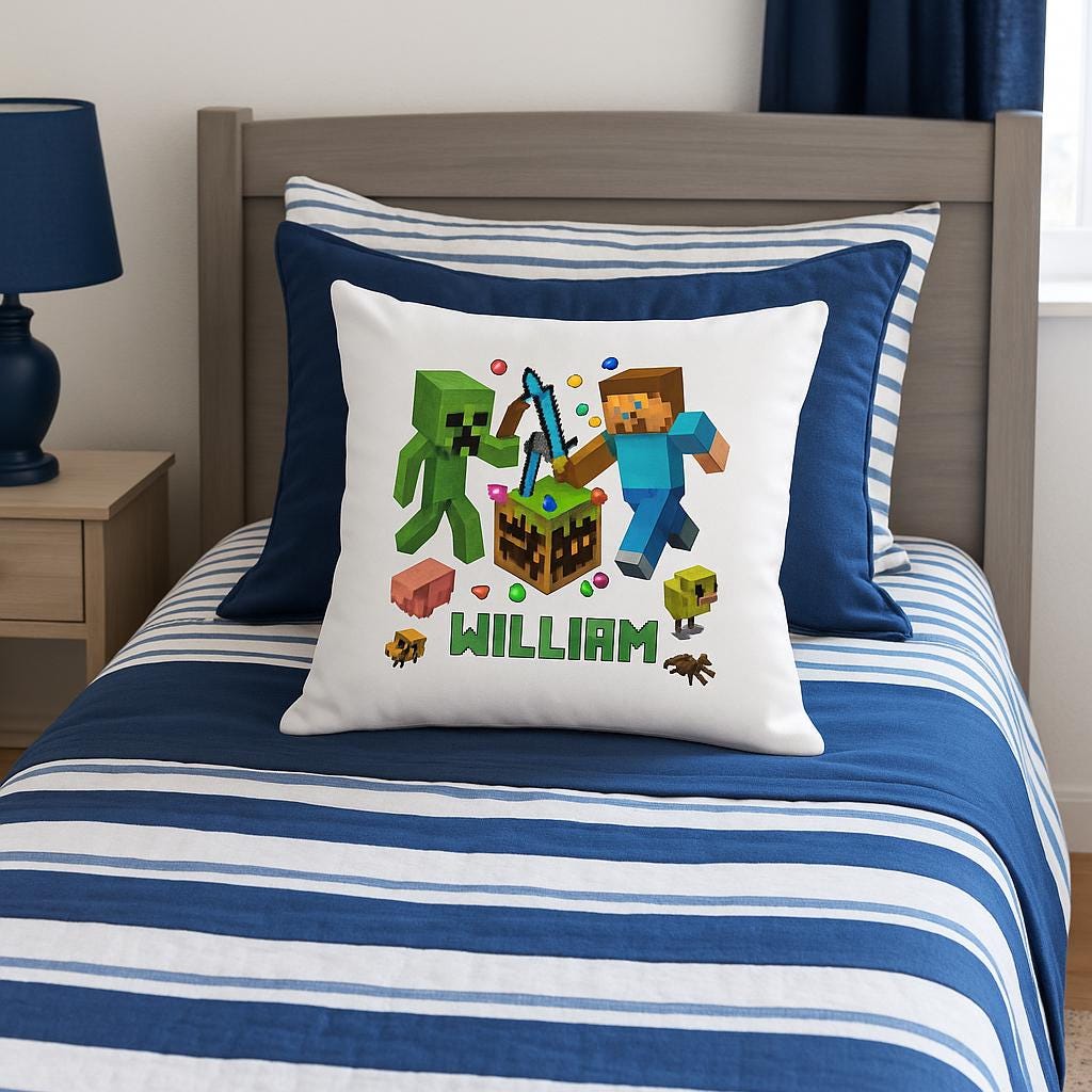 Personalised Pixel Art Cushion – Custom Gamer Name Pillow for Kids Bedroom or Playroom Decor - Image 2