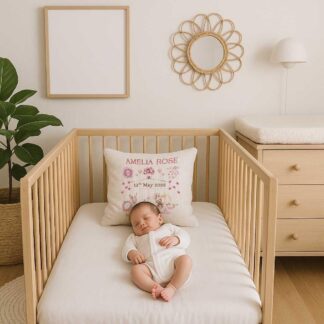 Personalised Baby Birth Stats Cushion – Custom Keepsake Pillow, Christening or Baptism Gift | new baby gift