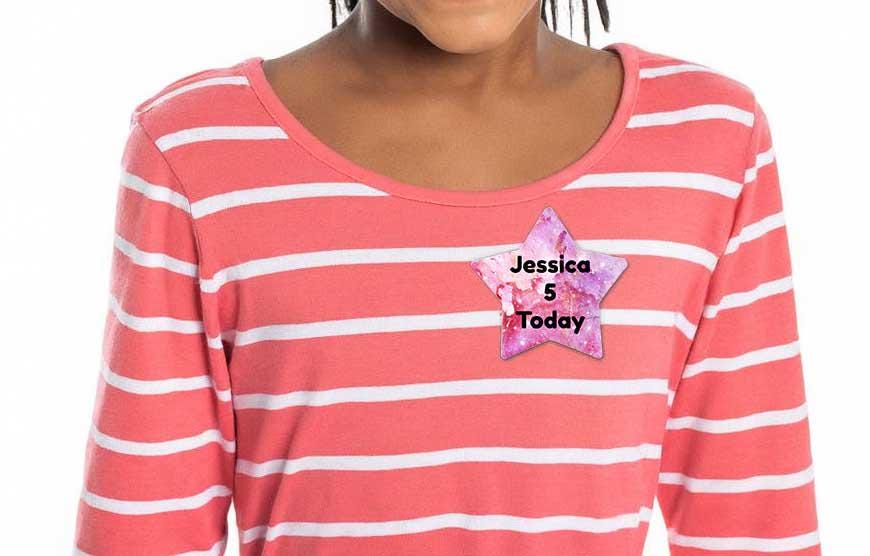 Personalised Star Badge | Flashing Birthday Badge Any Age | Sparkle Party Pin | Custom Light Up Birthday Gift