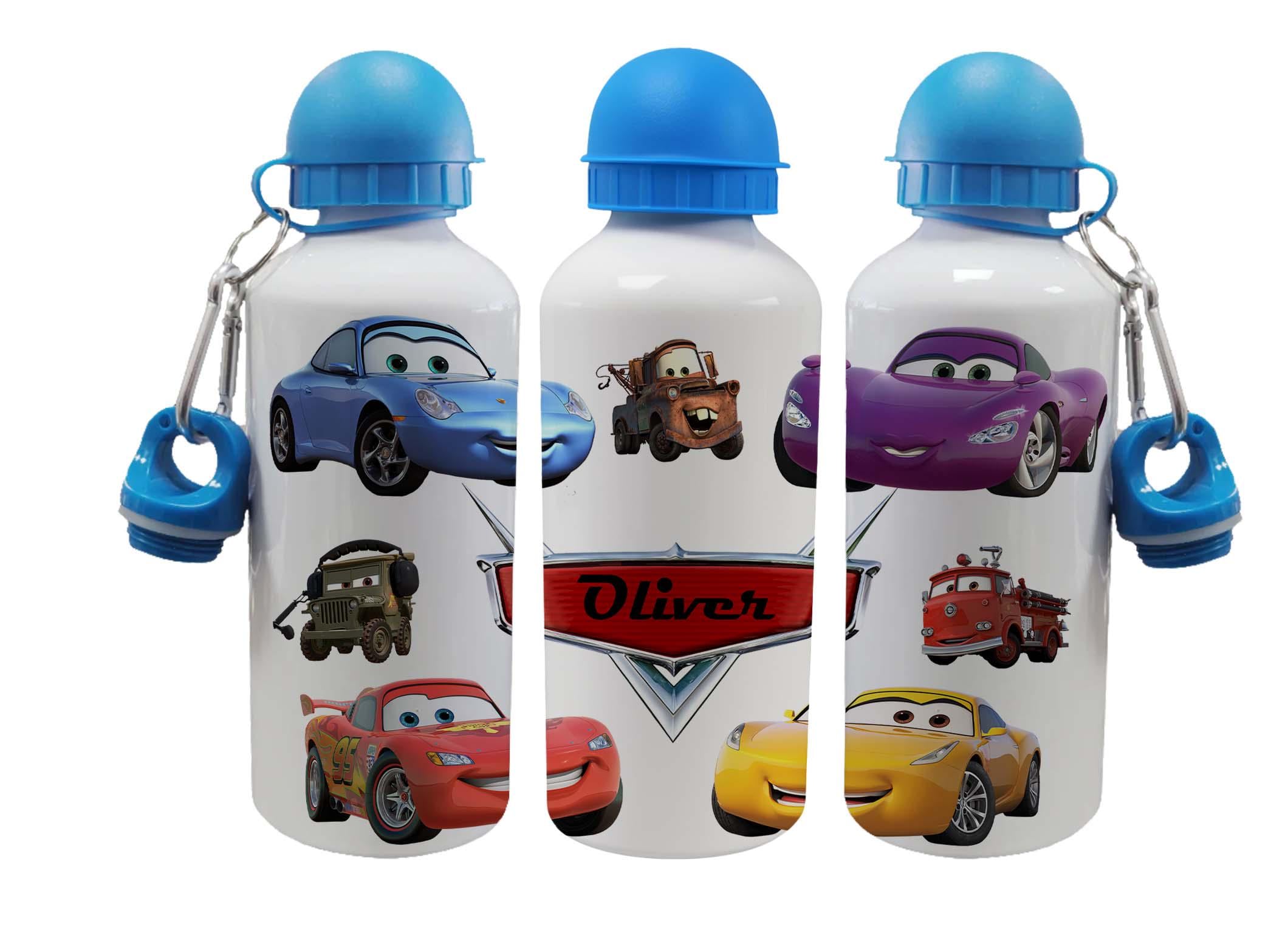 Personalised Cars Water Bottle – Custom Kid School Bottle – Reusable Metal Drinks Bottle – Black Lid 500ml, Blue Lid 600ml or Grey Lid 650ml - Image 3