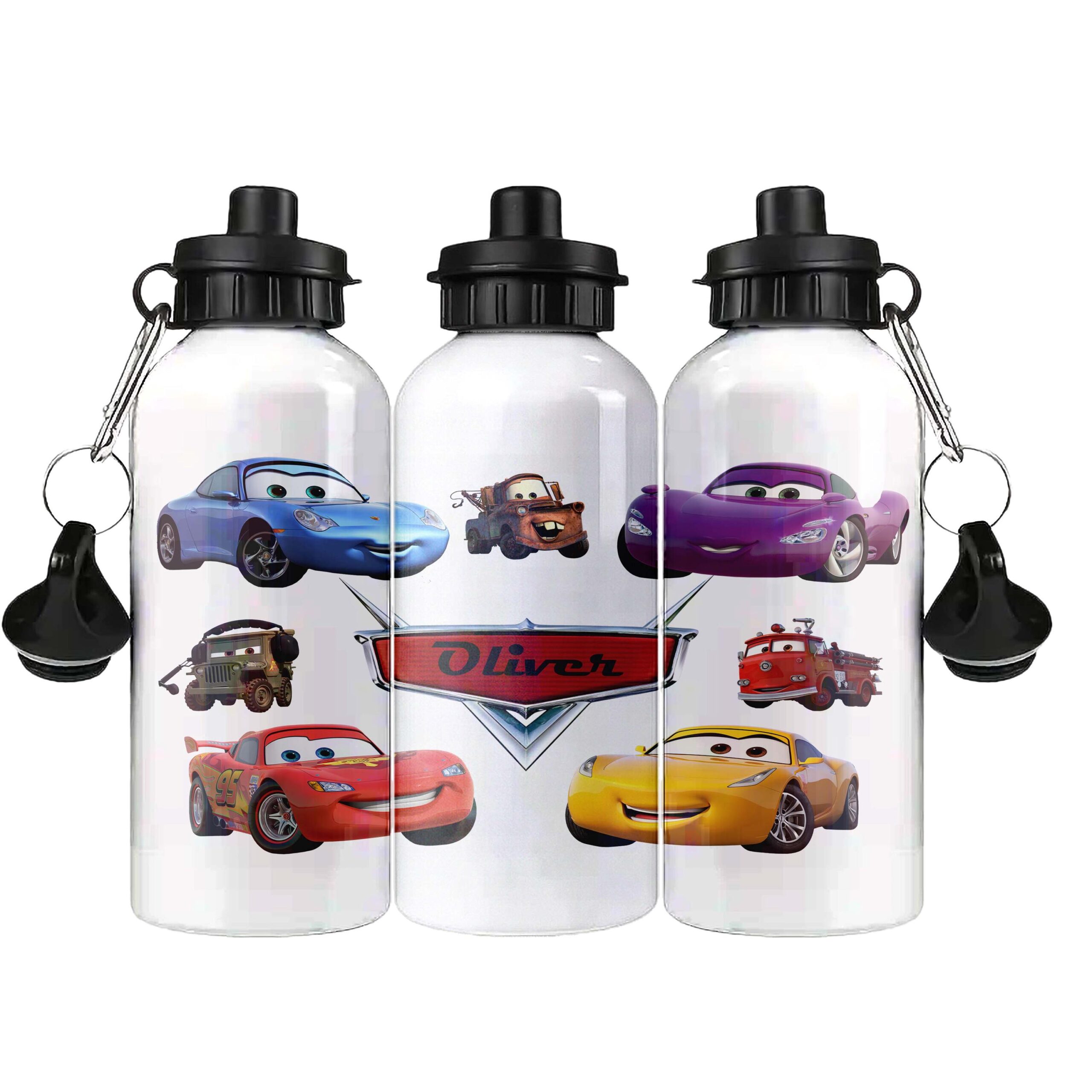 Personalised Cars Water Bottle – Custom Kid School Bottle – Reusable Metal Drinks Bottle – Black Lid 500ml, Blue Lid 600ml or Grey Lid 650ml - Image 4