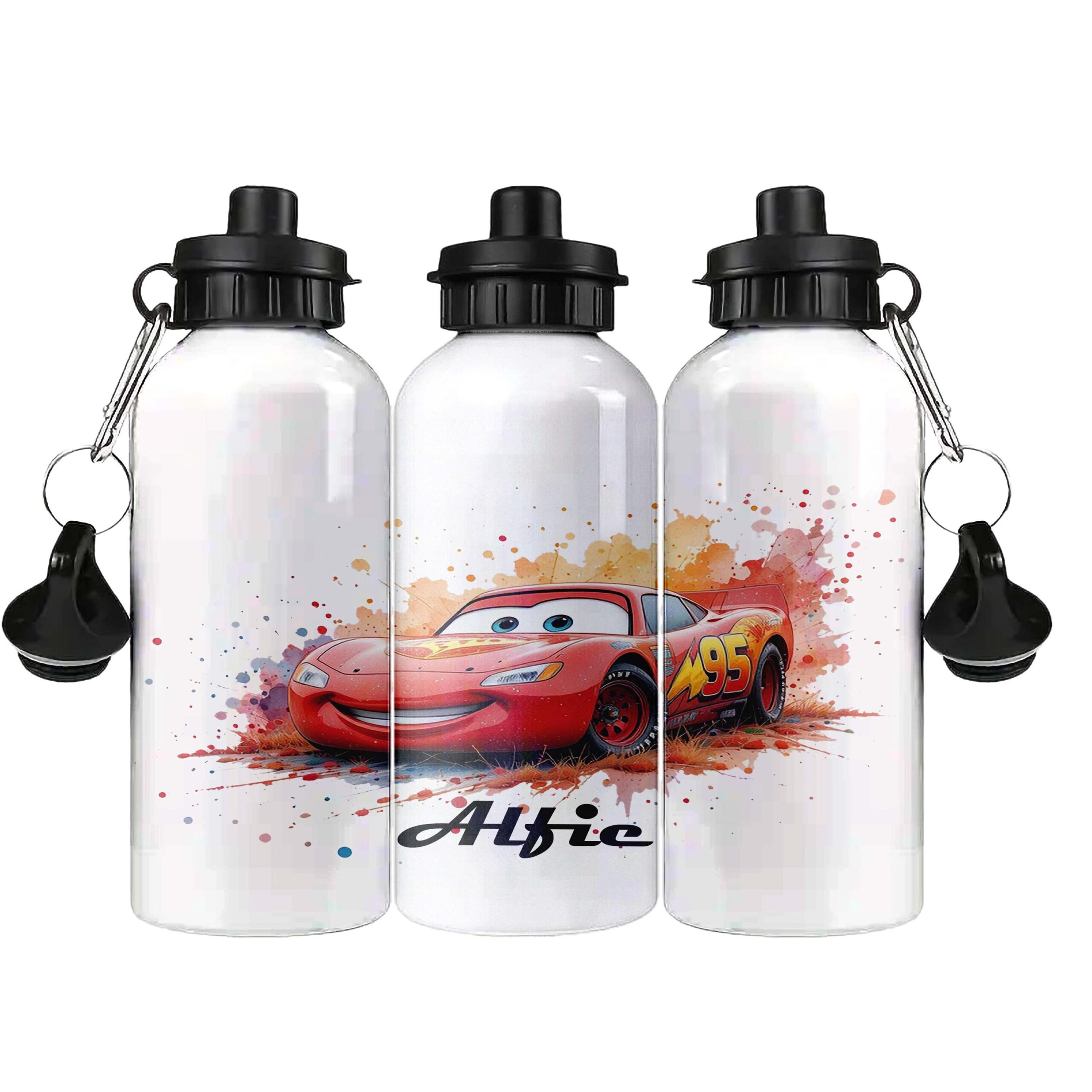 Personalised Cars Water Bottle – Custom Kid School Bottle – Reusable Metal Drinks Bottle – Black Lid 500ml, Blue Lid 600ml or Grey Lid 650ml - Image 5