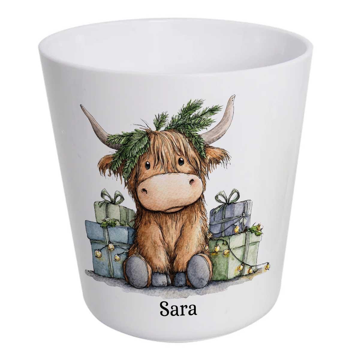 Personalised Highland Cow Christmas Dinnerware Set – Whimsical Kids Plate, Bowl, Mug, Cup, Cutlery, Placemat & Coaster – Unbreakable - Image 5