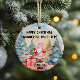 Personalised Christmas Ceramic Disc Ornament 2025, Dated Gift for Best Friend, Daughter, Sister, Neighbour, Custom Name Keepsake