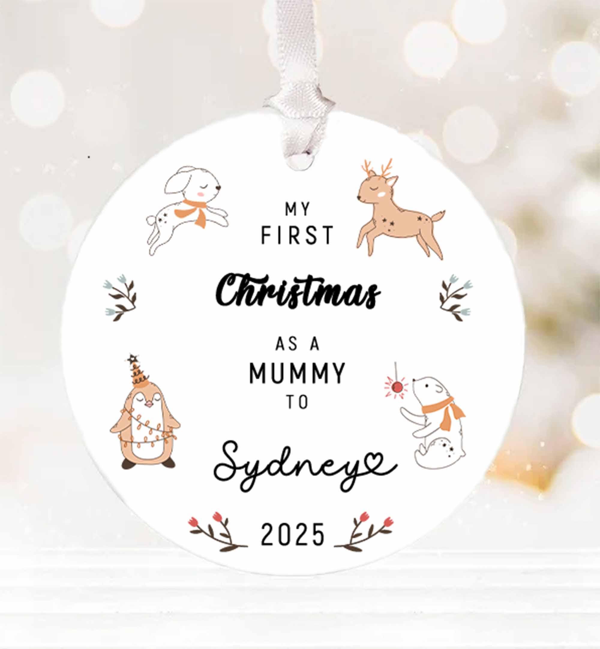 Personalised First Christmas Ornament 2025 – New Baby Gift, Custom Name Decoration, 1st Christmas as Mummy, Daddy, or Grandparents Keepsake