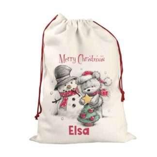 Personalised Christmas Sack – Christmas Sack, Santa Sack, bear cute , Christmas Eve Bag, Custom Baby Gift, Girl or Boy X large