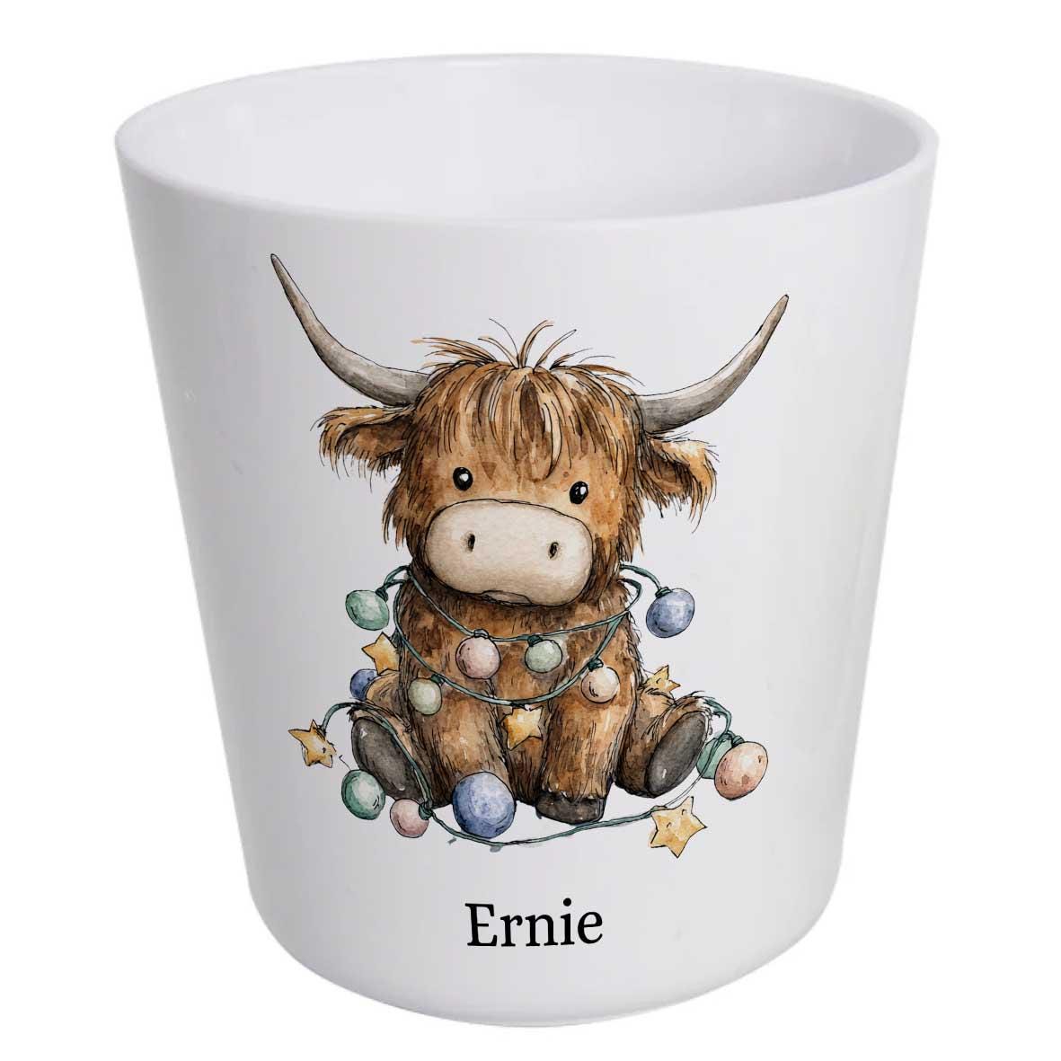 Personalised Highland Cow Christmas Dinnerware Set – Whimsical Kids Plate, Bowl, Mug, Cup, Cutlery, Placemat & Coaster – Unbreakable - Image 4