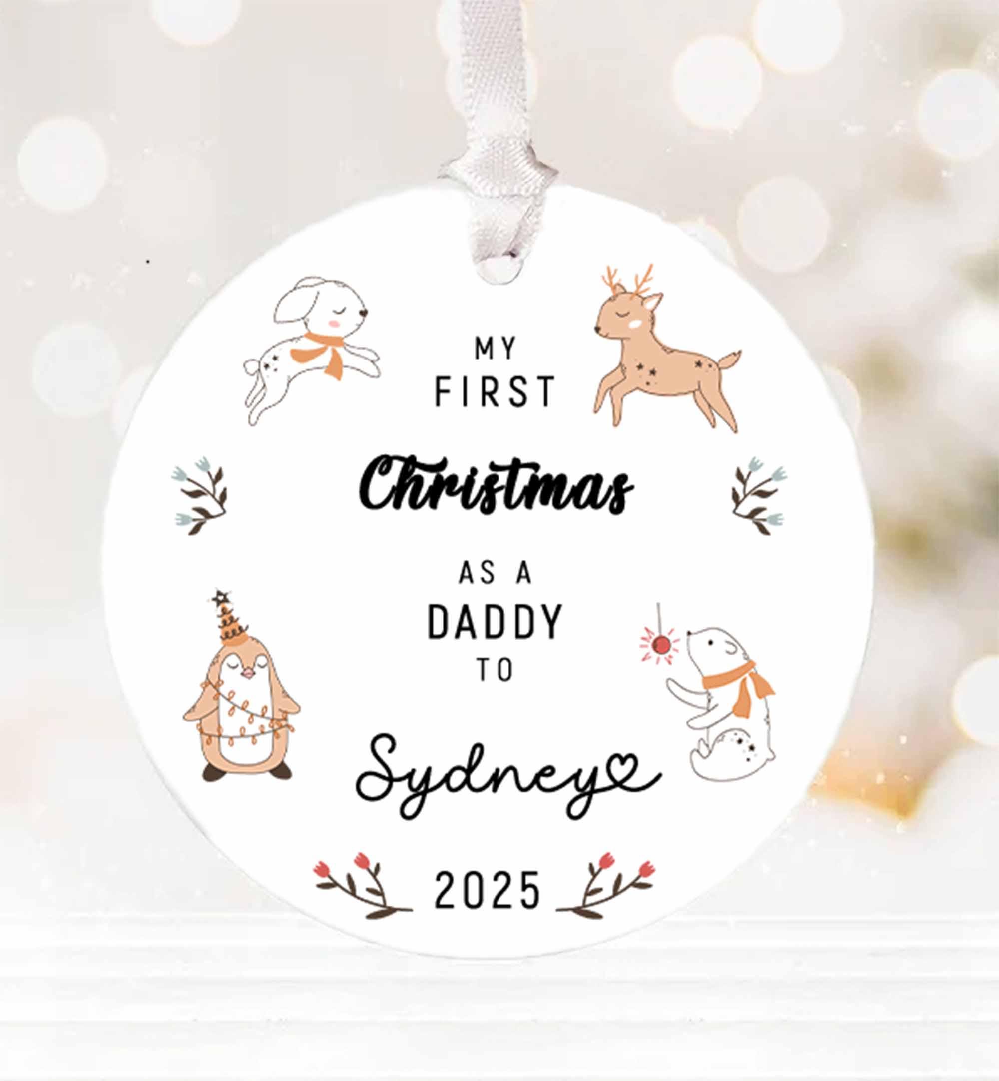 Personalised First Christmas Ornament 2025 – New Baby Gift, Custom Name Decoration, 1st Christmas as Mummy, Daddy, or Grandparents Keepsake - Image 2