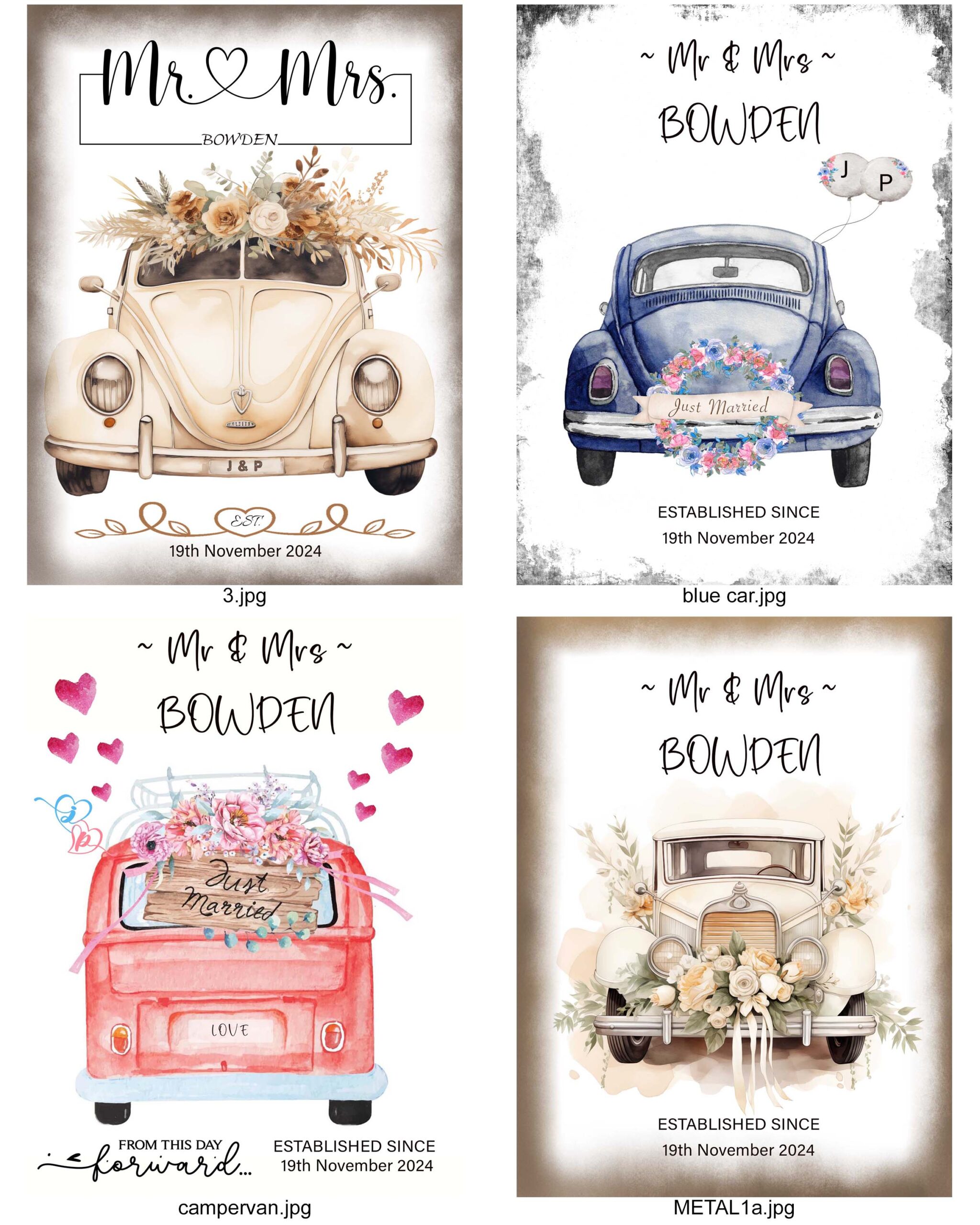 Just Married Personalised Metal Sign Plaque – Mr & Mrs Vintage Wedding Gift 8x6' - Image 10