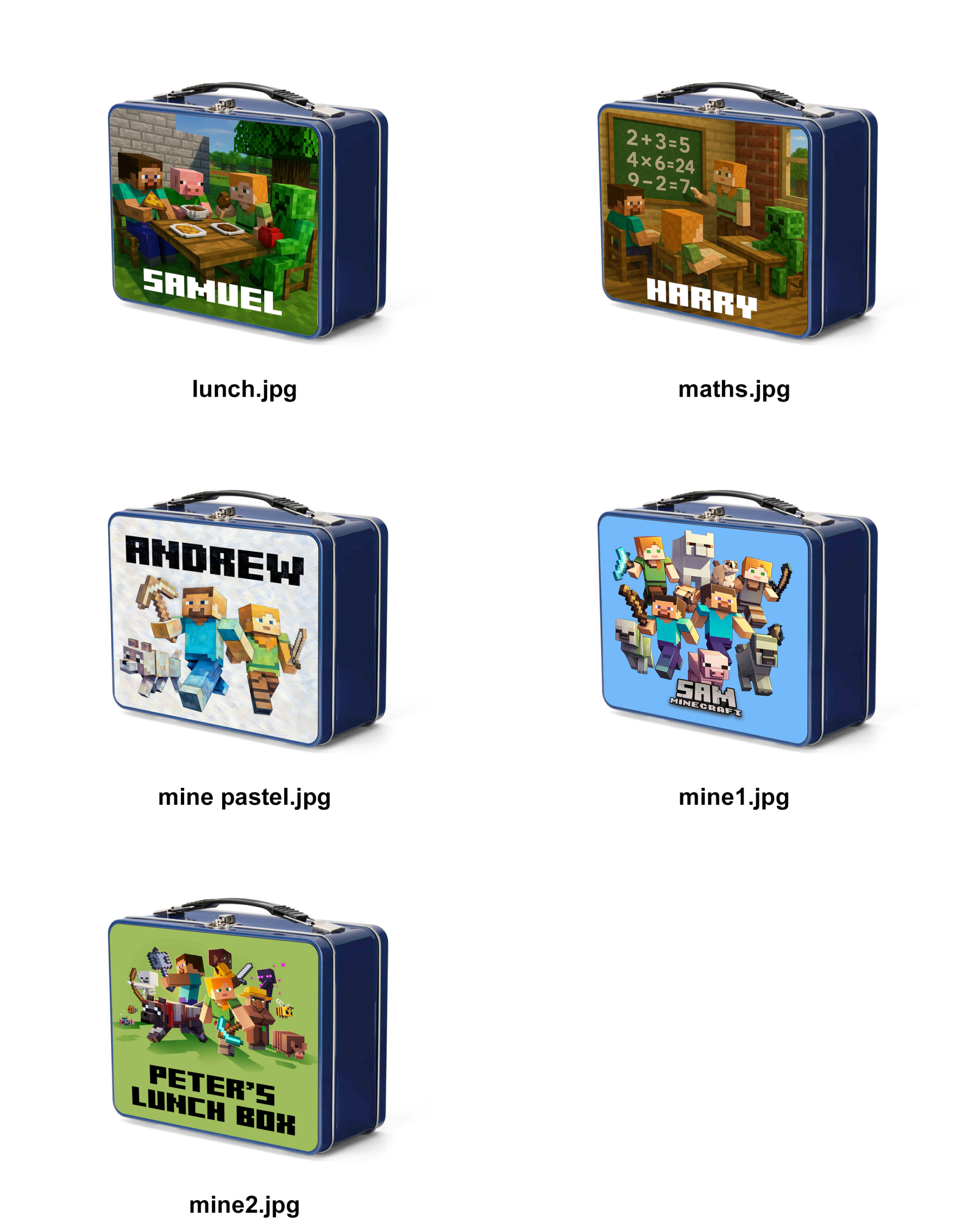 Personalised Pixel Gamer Blue Metal Lunch Box – Custom Kids Lunch Tin with Name – School Lunchbox with Handle - Image 7