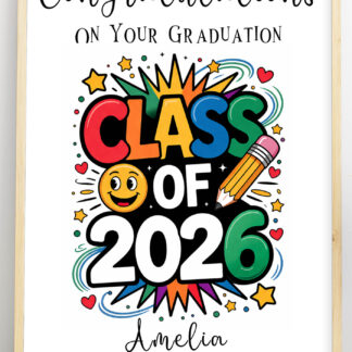 Personalised Graduation Poster and/or Teddy Bear – Class of 2026 Keepsake Gift