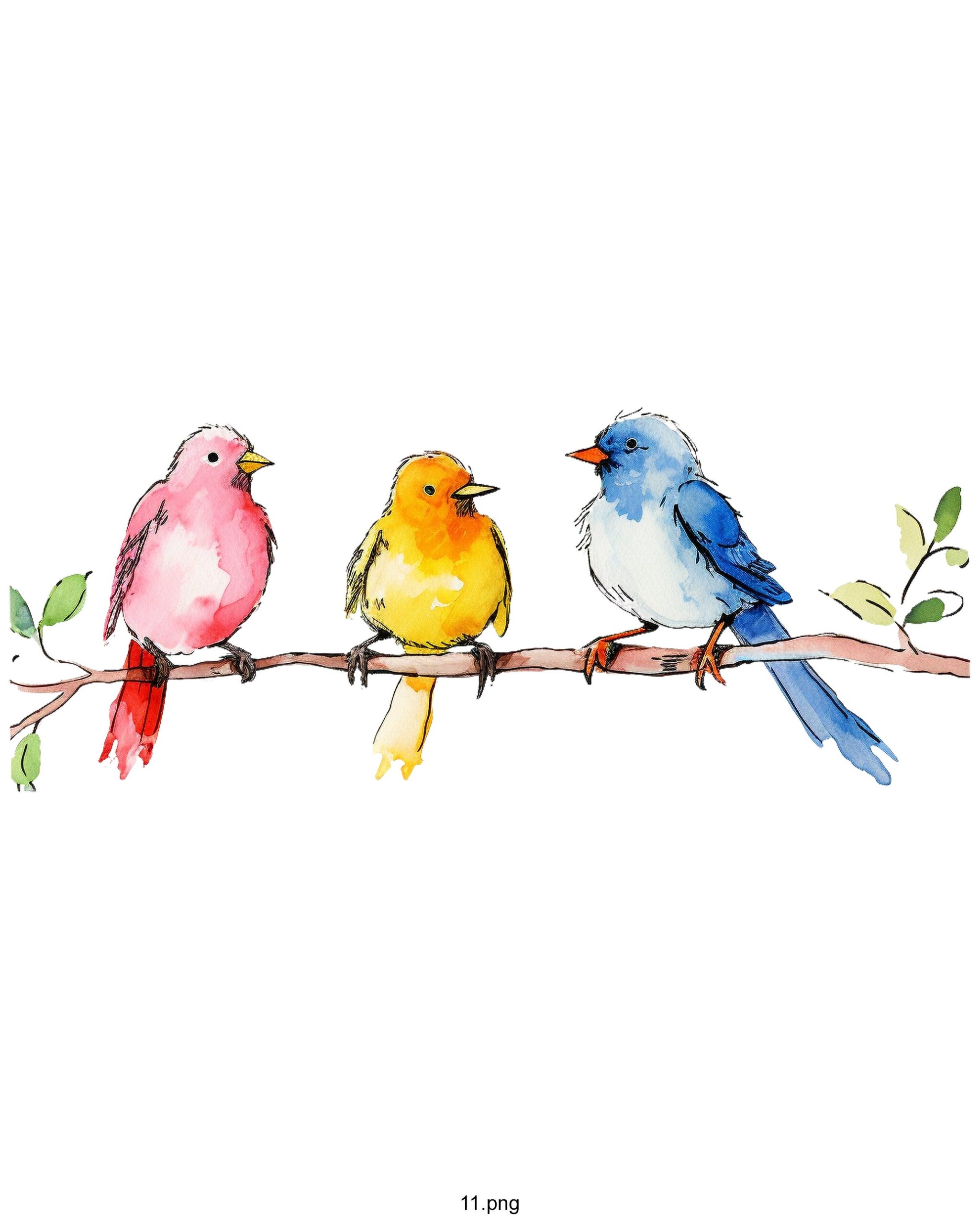 Set of 3 Watercolour Bird Prints – Fine Art Birds on Branch Wall Décor - Image 4