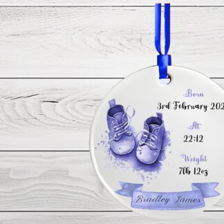 Personalised Newborn Baby Boy/Girl Ceramic Disc, birth or Christening Keepsake