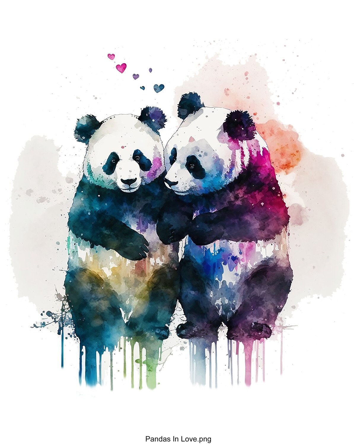 Deluxe Watercolour Animal Wall Art Print – Penguins, Elephants, Turtles, Pandas, Owls & Giraffes – Animals in Love Nursery Decor - Image 7