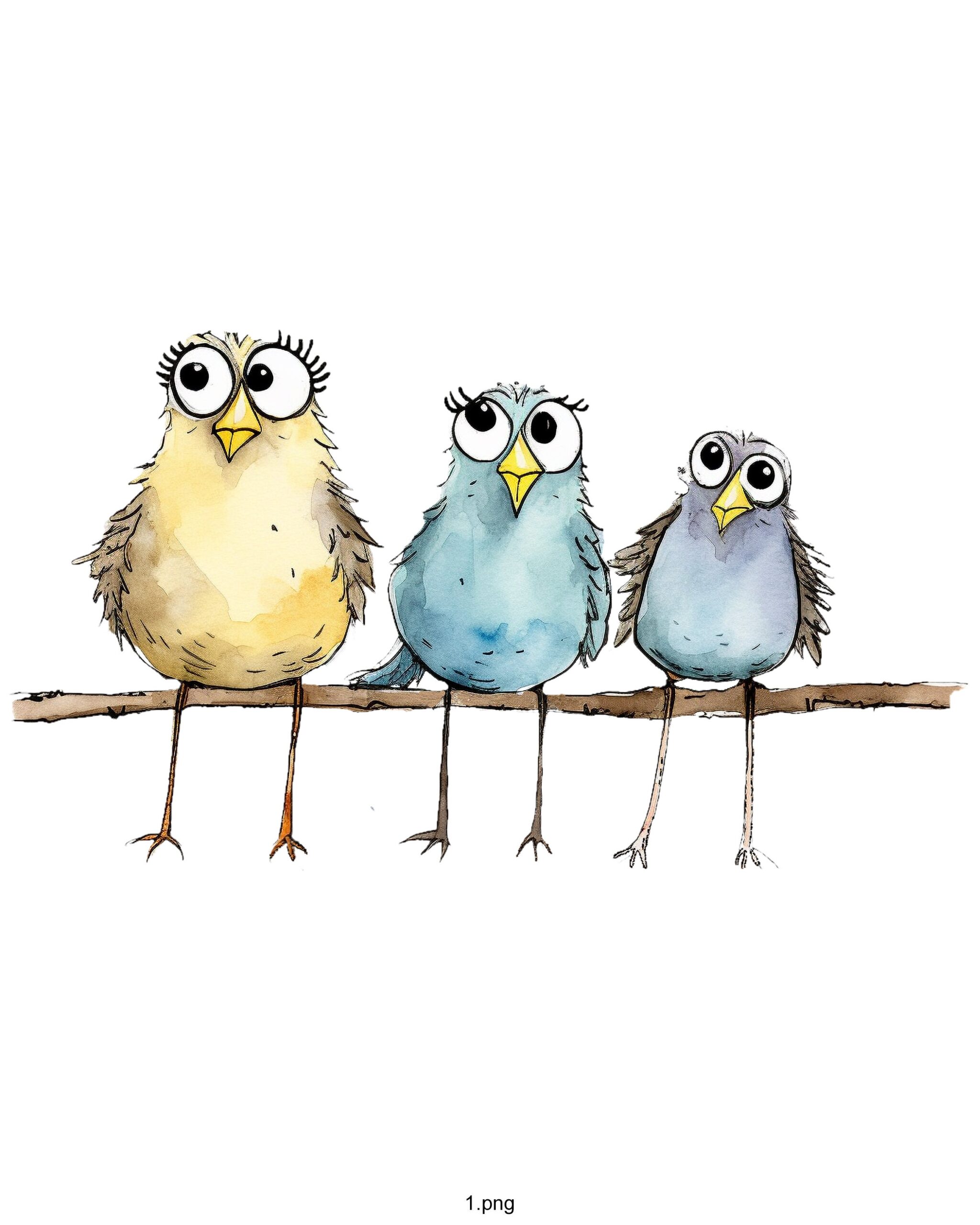 Set of 3 Watercolour Bird Prints – Fine Art Birds on Branch Wall Décor - Image 3