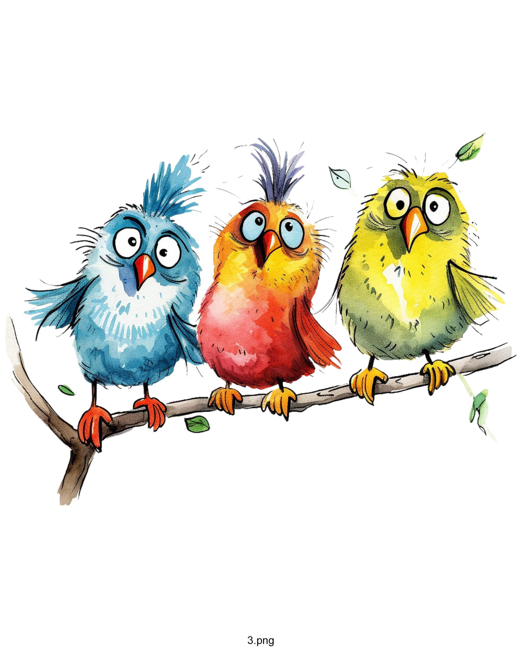 Set of 3 Watercolour Bird Prints – Fine Art Birds on Branch Wall Décor - Image 7